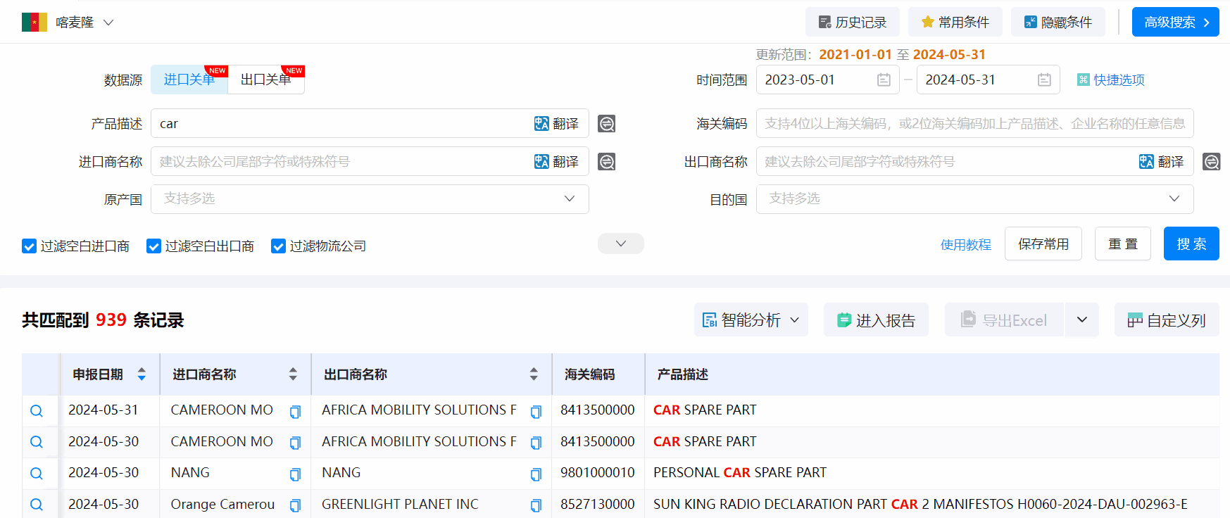 喀麦隆海关数据,海关数据,腾博会官网海关数据