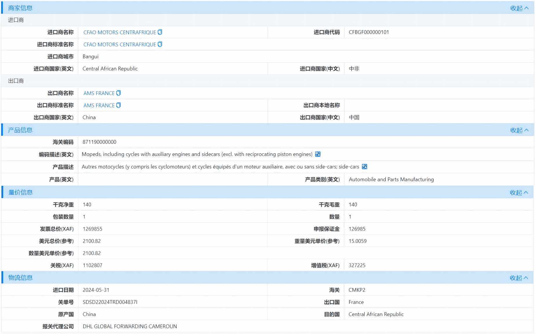 中非海关数据,海关数据,腾博会官网海关数据